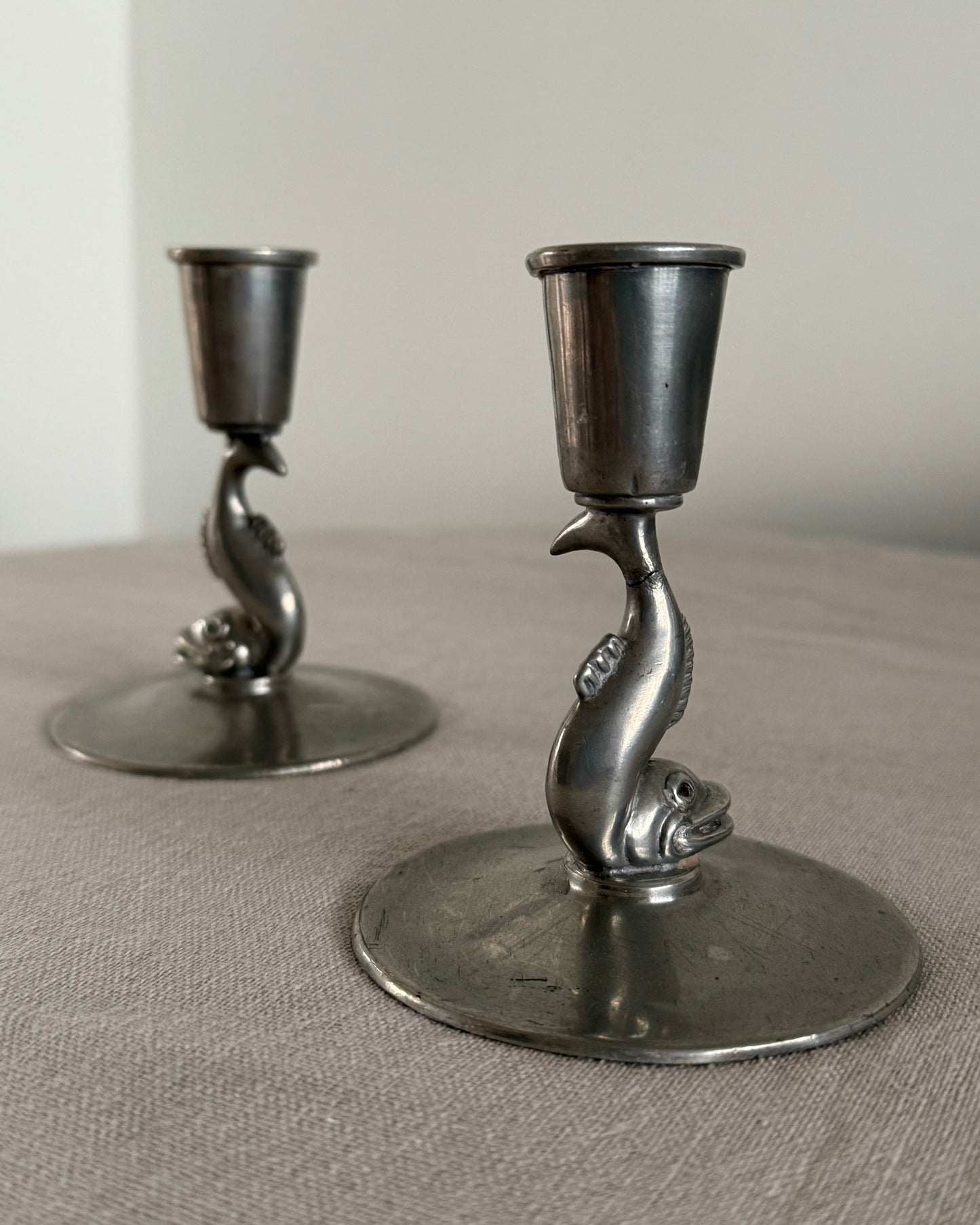 Swedish Art Deco Pewter Candle Holders