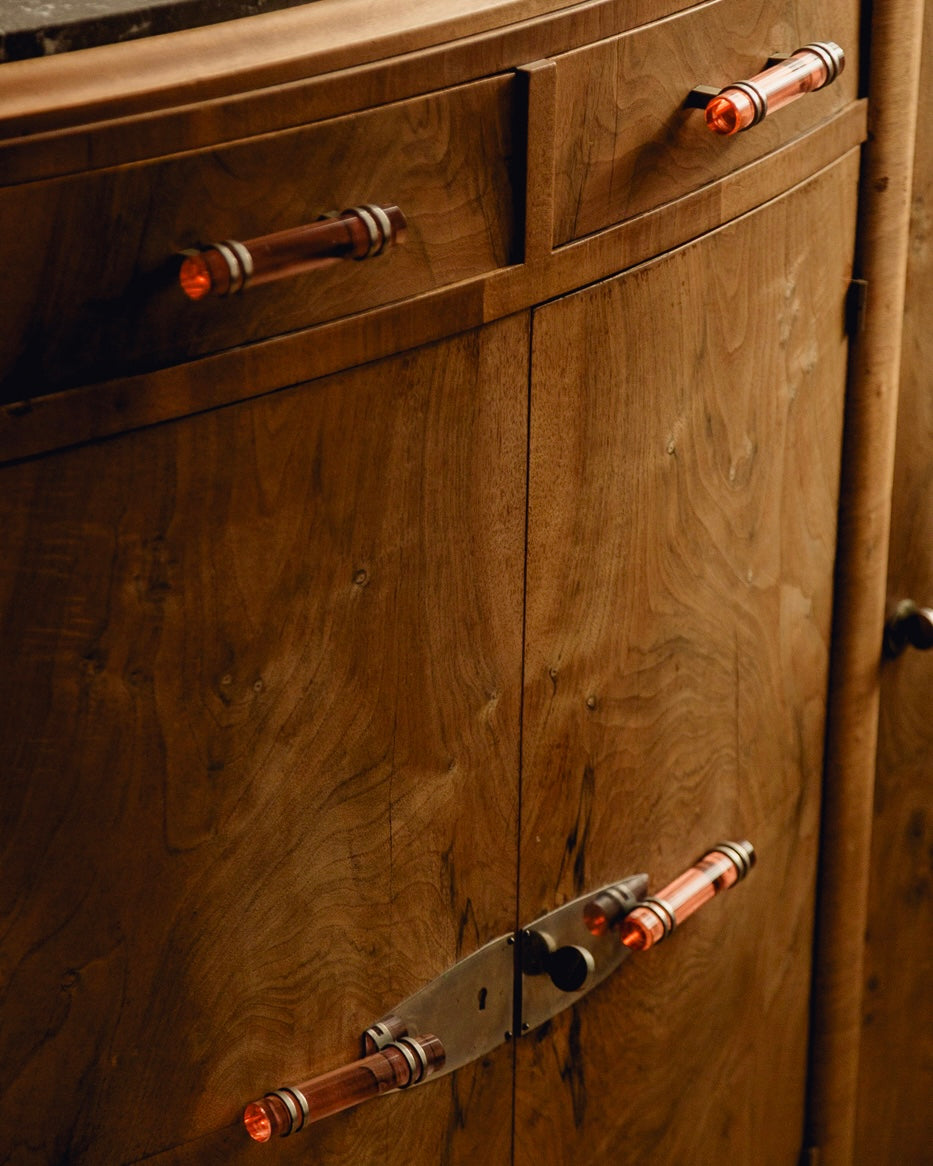 Marble Top Burl Art Deco Sideboard