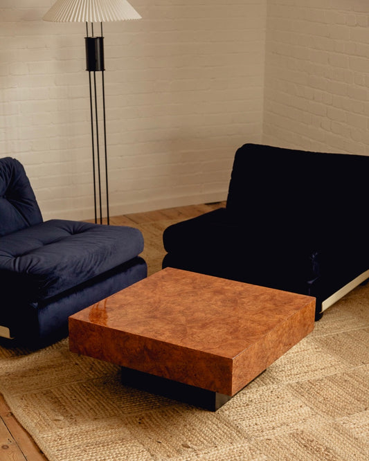 French Burl Square Coffee Table
