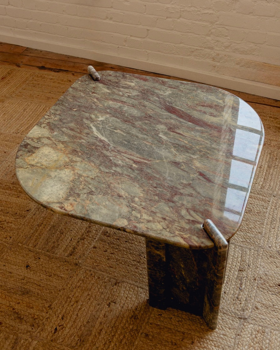 Burgundy and Green Marble Coffee Table