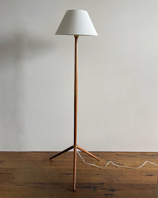 Teak and Brass Swedish Floor Lamp