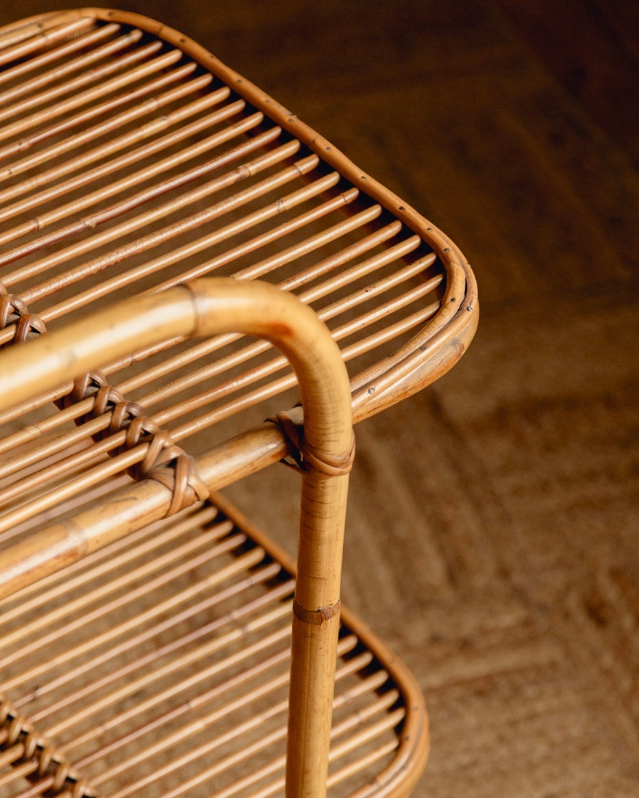 Italian Bamboo and Rattan Bar Cart