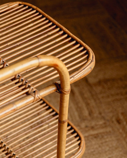 Italian Bamboo and Rattan Bar Cart