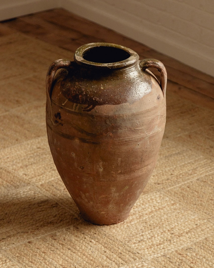 Terracotta Planter with Olive Green Glaze