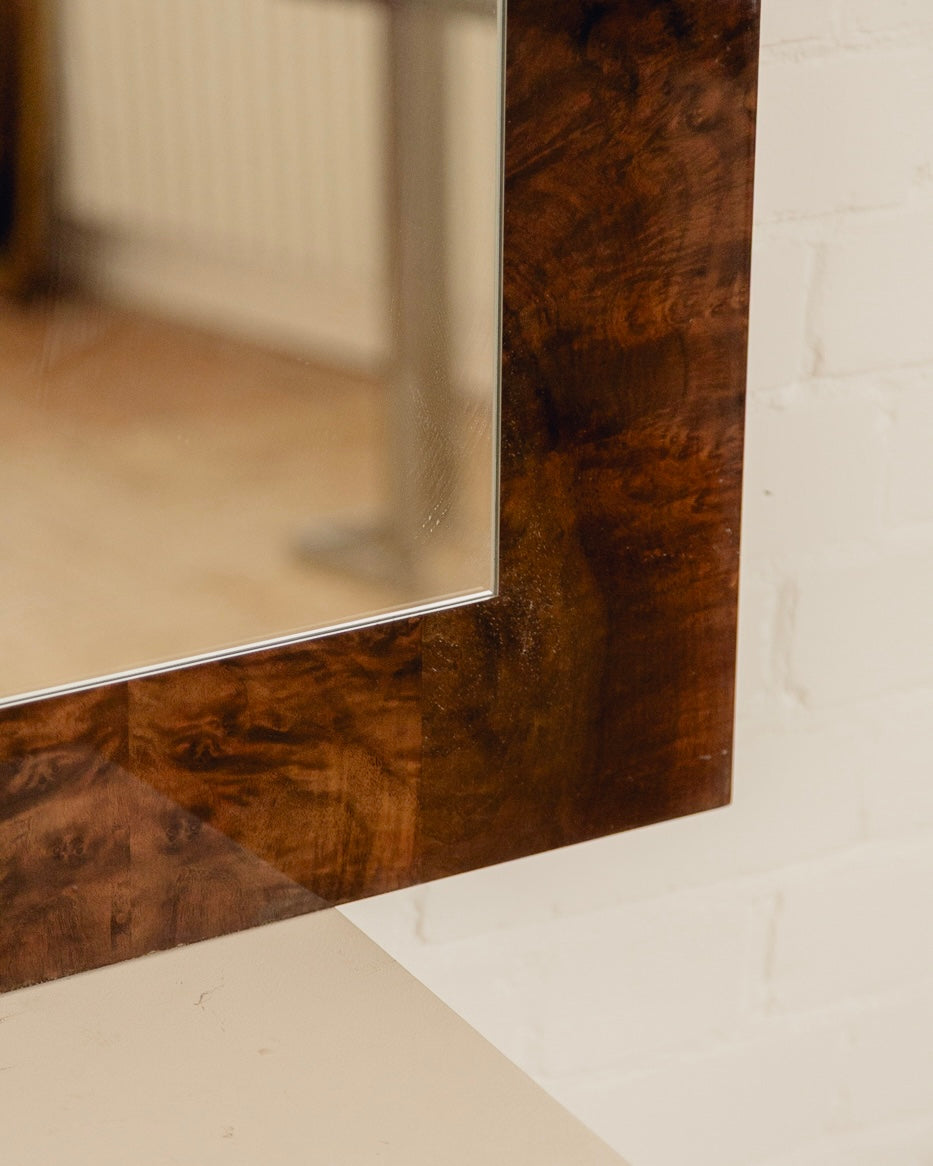 Burl Mirror Attributed to Guy Lefèvre for Maison Jansen
