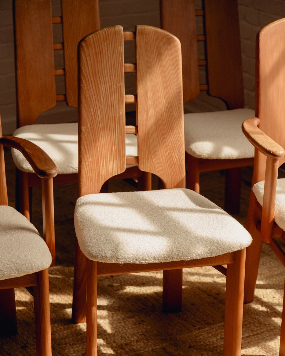 Lübke Brutalist Pine Dining Chairs