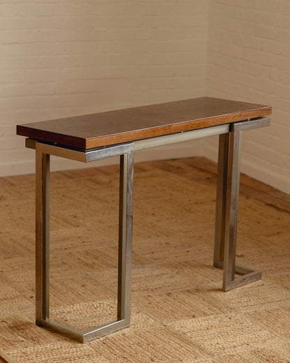 Burl Console Table Attributed to Guy Lefèvre for Maison Jansen