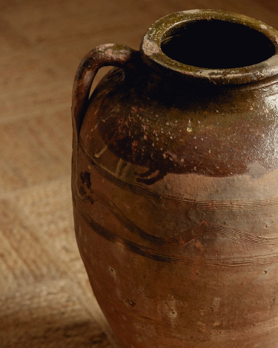 Terracotta Planter with Olive Green Glaze