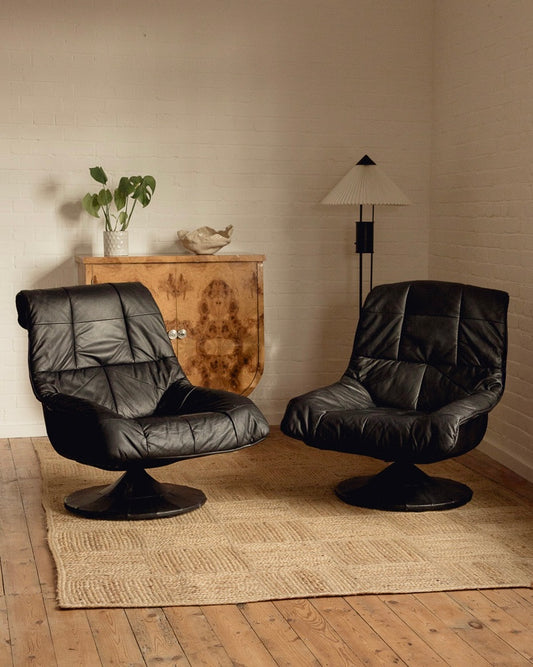 Mid Century Leather Armchairs