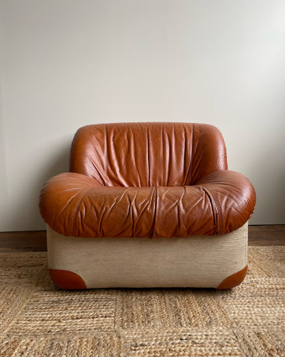 Italian Leather Lounge Chair by Henning Korch