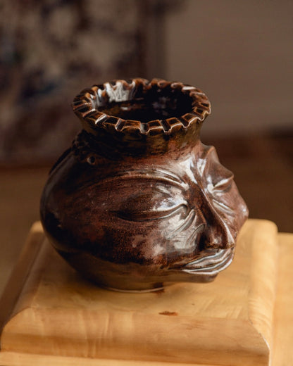 Studio Pottery Face Vase