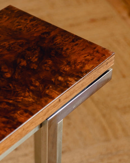 Burl Console Table Attributed to Guy Lefèvre for Maison Jansen