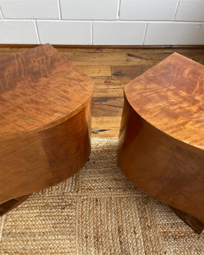 Pair of Wavy Walnut Bedside Tables