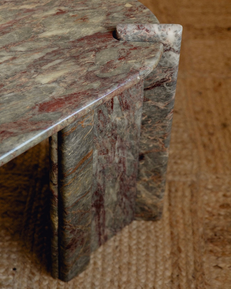 Burgundy and Green Marble Coffee Table