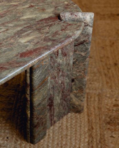 Burgundy and Green Marble Coffee Table
