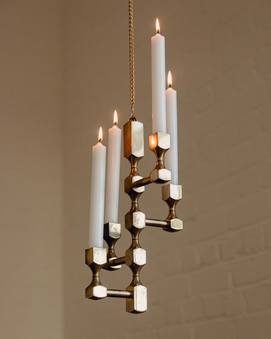 Brass Pendant Candelabra by Gusum Sweden