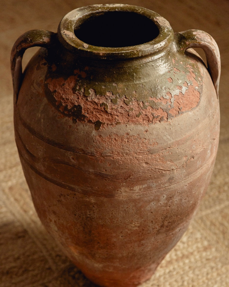 Terracotta Planter with Olive Green Glaze