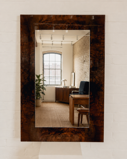 Burl Mirror Attributed to Guy Lefèvre for Maison Jansen