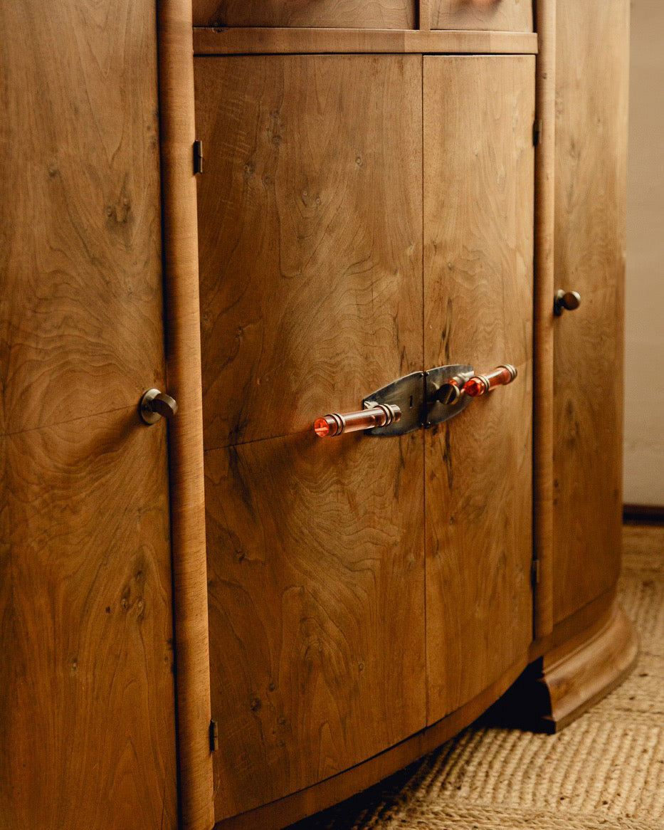 Marble Top Burl Art Deco Sideboard