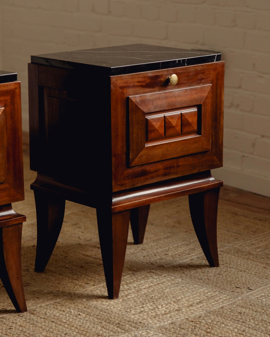 French Marble Top Bedside Tables