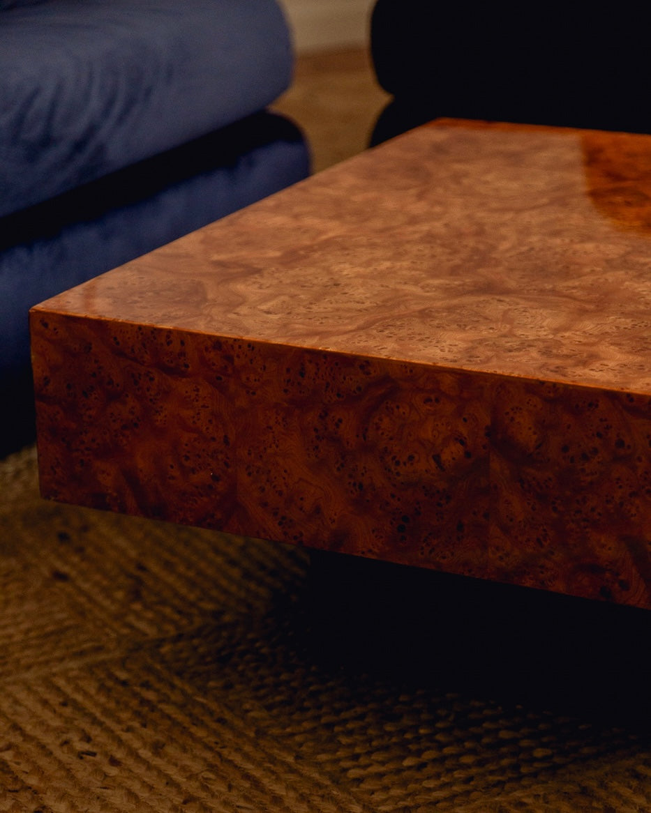 French Burl Square Coffee Table