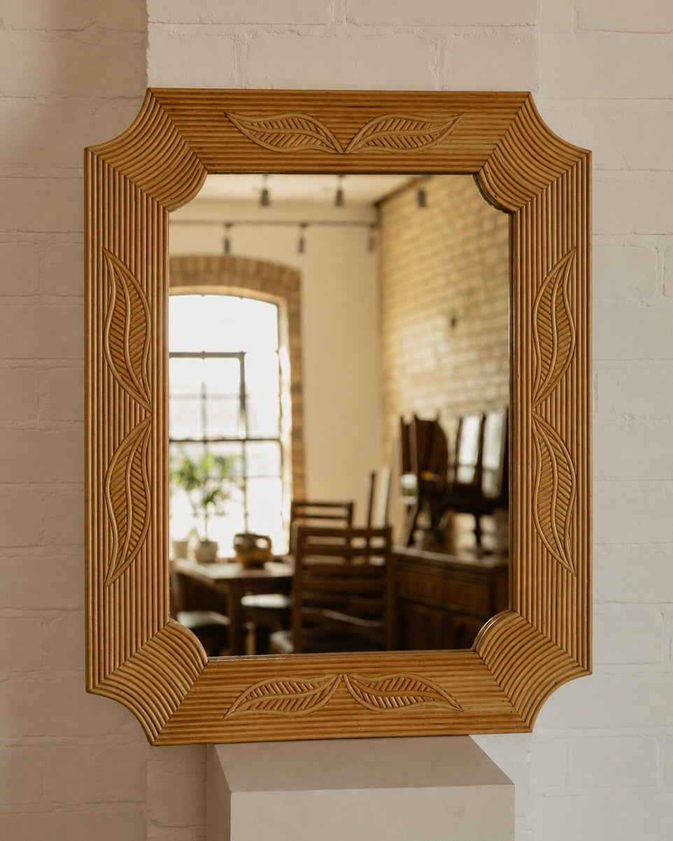 French 1970s Pencil Reed Mirror