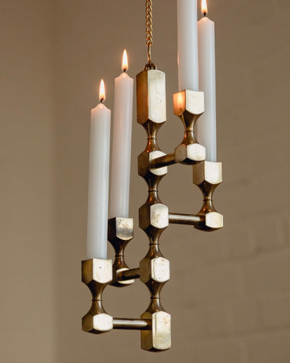 Brass Pendant Candelabra by Gusum Sweden