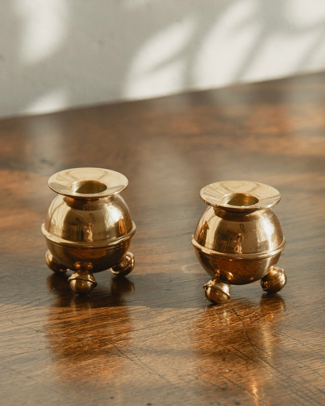 Brass Sphere Candle Holders