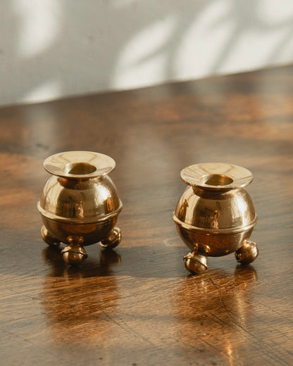 Brass Sphere Candle Holders