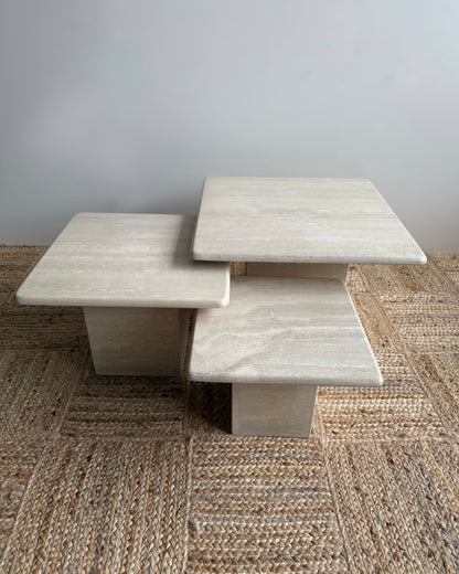 Set Of Three Travertine Nesting Tables