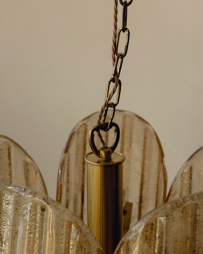 Glass and Brass Swedish Pendant Light