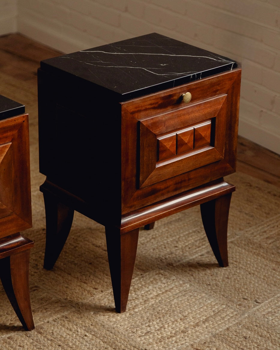 French Marble Top Bedside Tables
