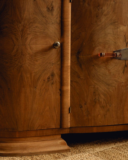 Marble Top Burl Art Deco Sideboard
