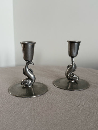 Swedish Art Deco Pewter Candle Holders