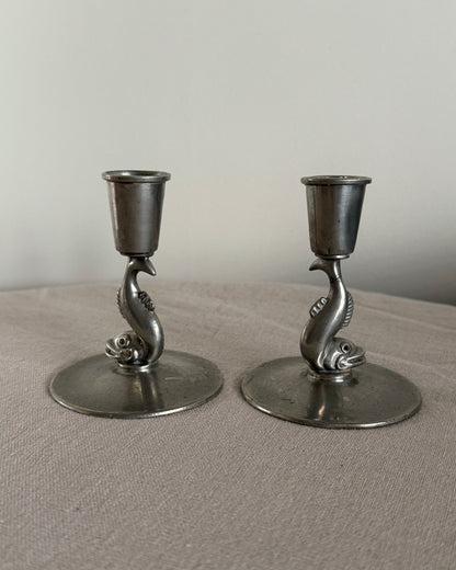 Swedish Art Deco Pewter Candle Holders