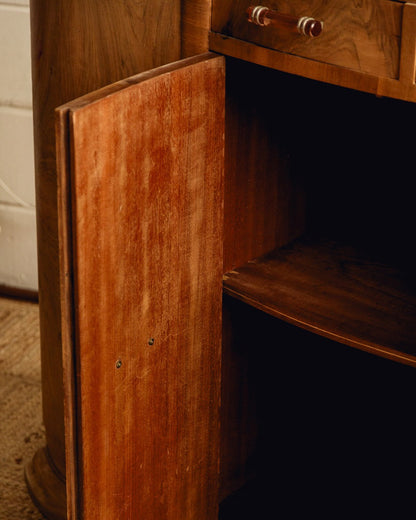 Marble Top Burl Art Deco Sideboard