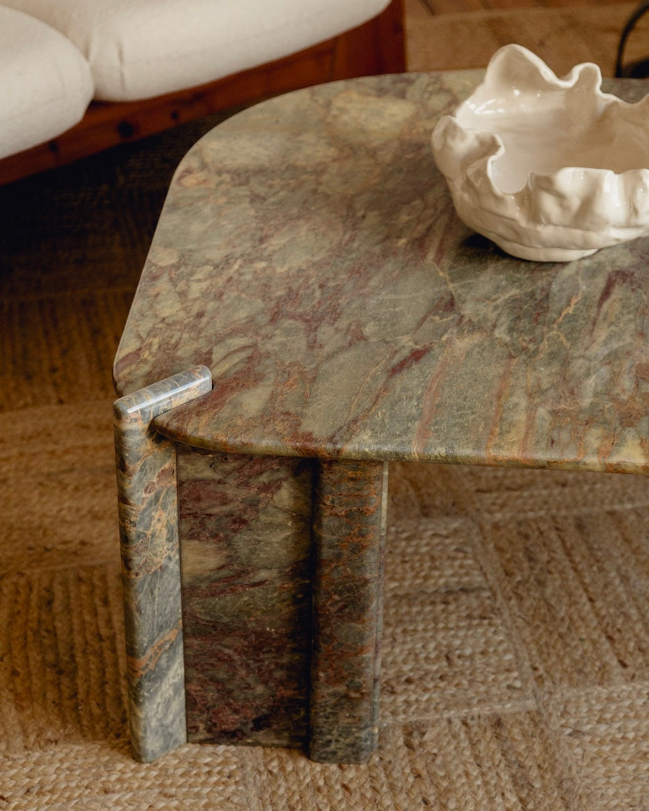 Burgundy and Green Marble Coffee Table