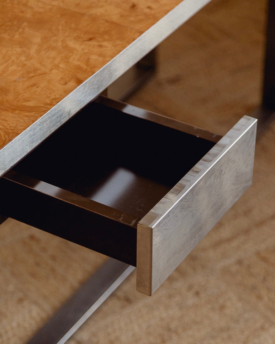 Burl and Steel Desk