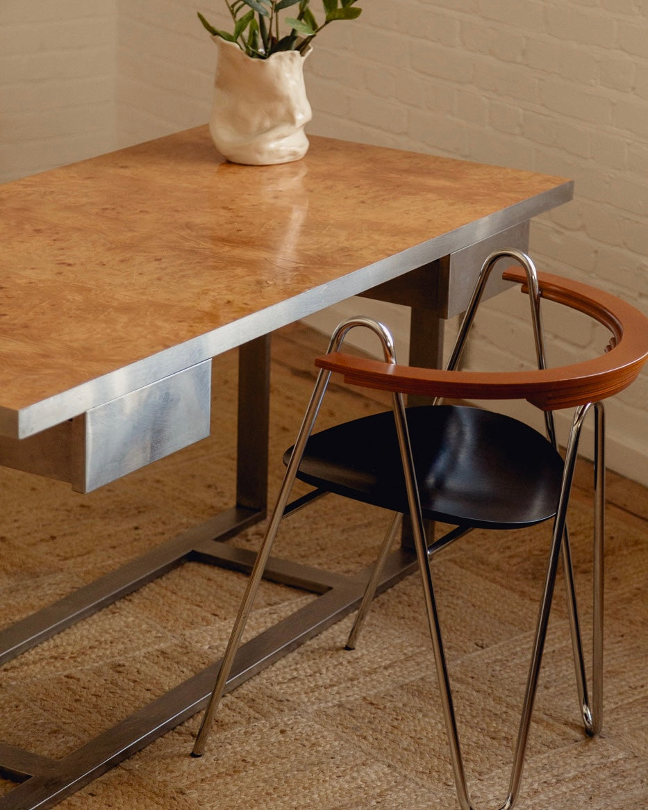 Burl and Steel Desk