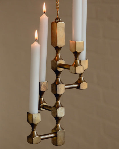 Brass Pendant Candelabra by Gusum Sweden