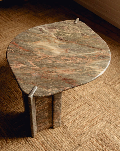Green and Blush Italian Marble Coffee Table