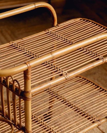 Italian Bamboo and Rattan Bar Cart