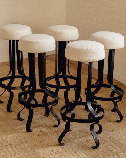 French Wrought Iron Wavy Stools - Set Of Three