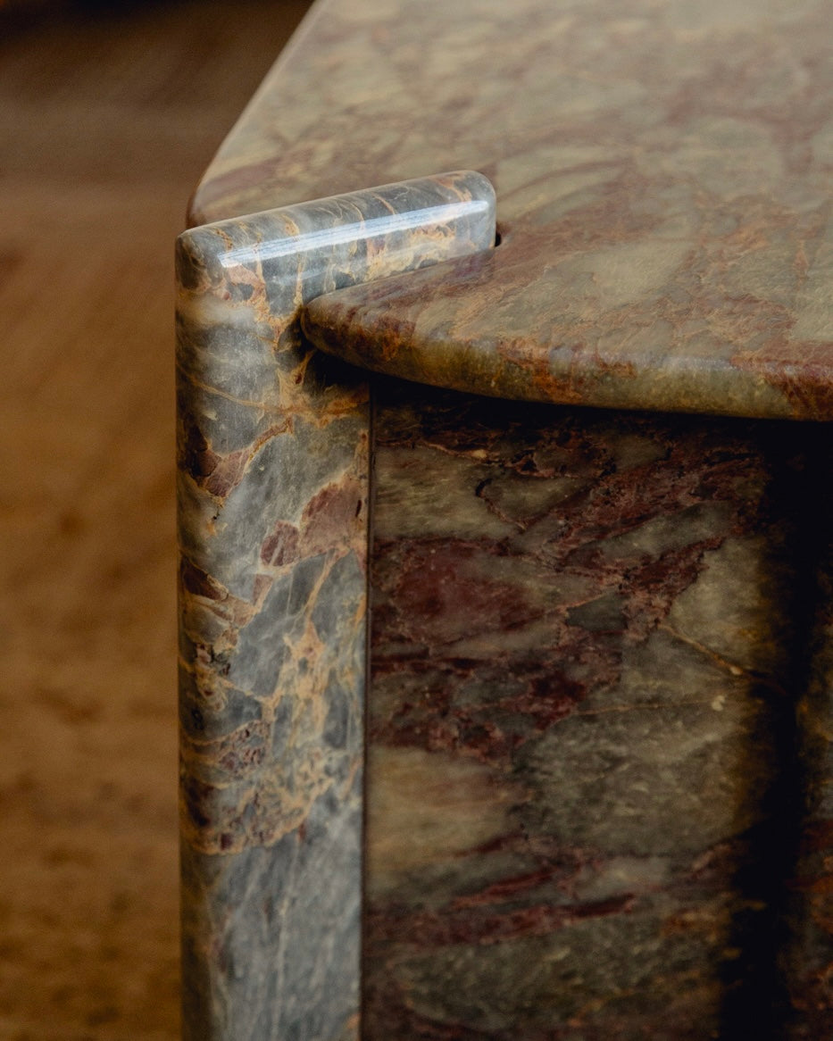 Burgundy and Green Marble Coffee Table