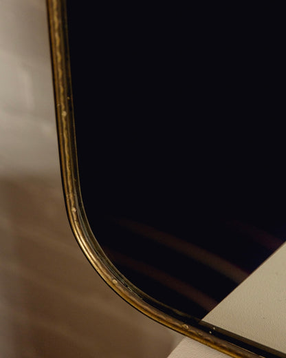 Large Italian Brass Shield Mirror