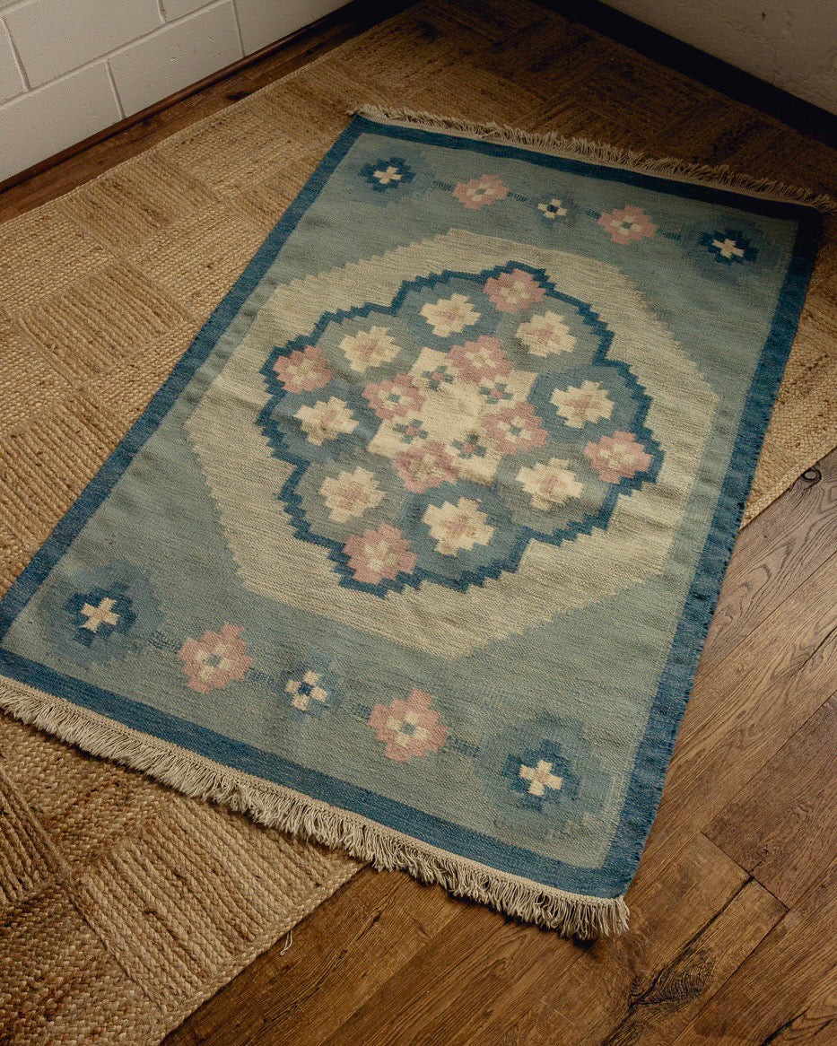 Swedish Hand Woven Wool Rug
