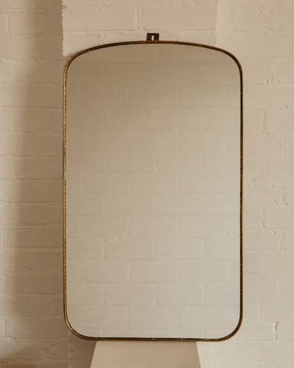 Large Italian Brass Shield Mirror