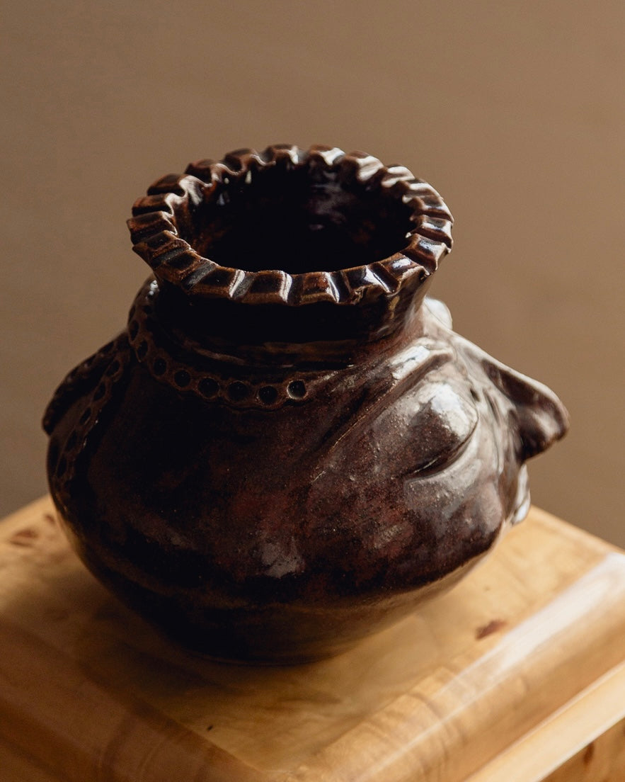 Studio Pottery Face Vase