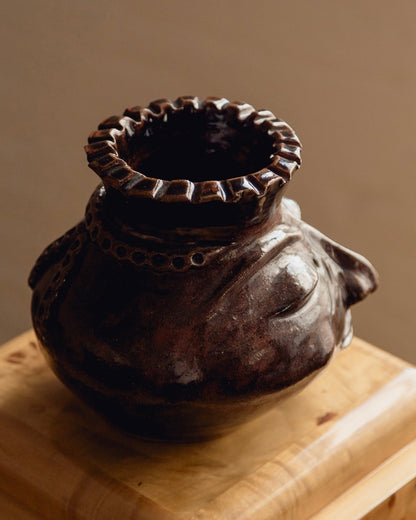 Studio Pottery Face Vase