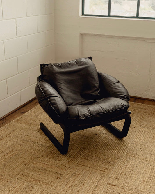 Scandinavian Brown Leather Armchair